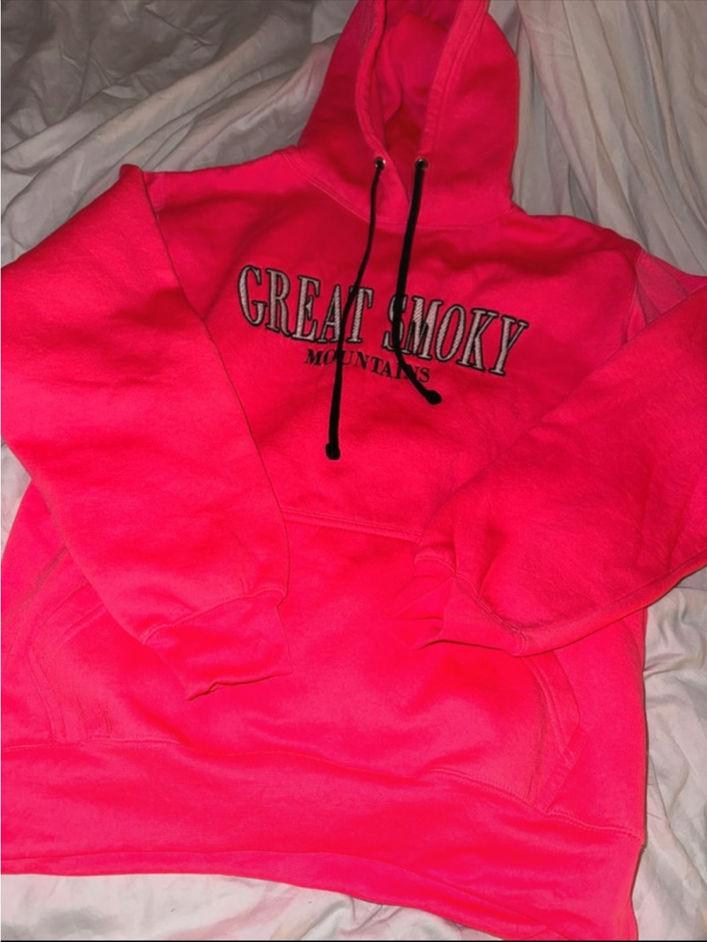 Neon Pink Great Smoky Mountains Crewneck Pullover Hoodie